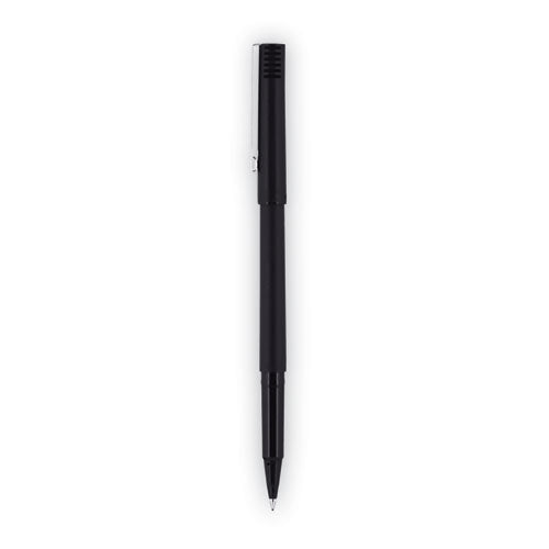 Roller Ball Pen, Stick, Extra-fine 0.5 Mm, Black Ink, Black Matte Barrel, Dozen.