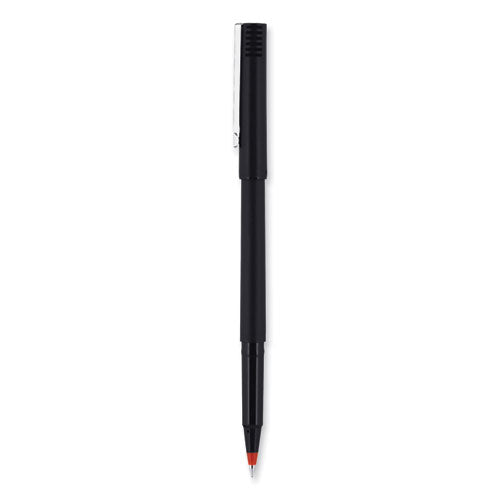 Roller Ball Pen, Stick, Extra-fine 0.5 Mm, Red Ink, Black/red Barrel, Dozen.