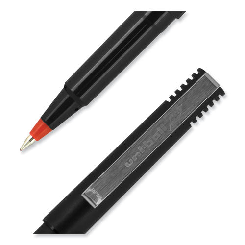 Roller Ball Pen, Stick, Extra-fine 0.5 Mm, Red Ink, Black/red Barrel, Dozen.
