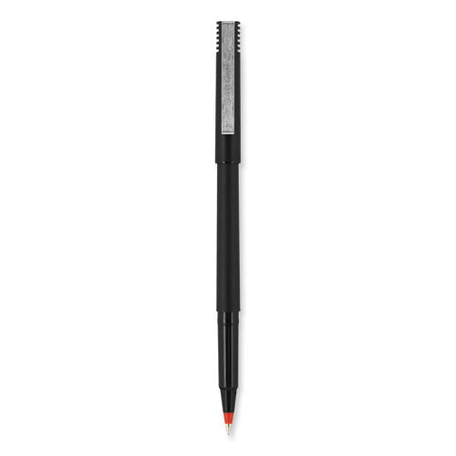 Roller Ball Pen, Stick, Extra-fine 0.5 Mm, Red Ink, Black/red Barrel, Dozen.