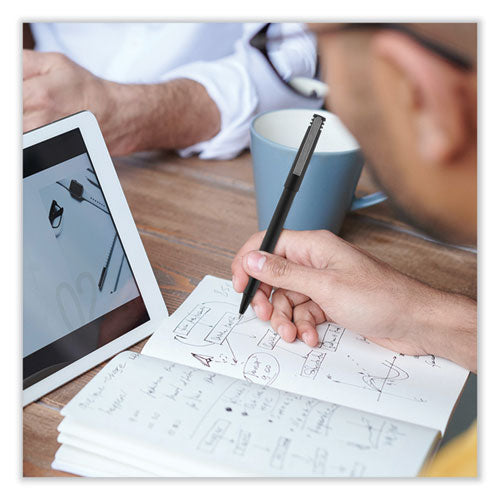 Roller Ball Pen, Stick, Extra-fine 0.5 Mm, Green Ink, Black/green Barrel, Dozen.