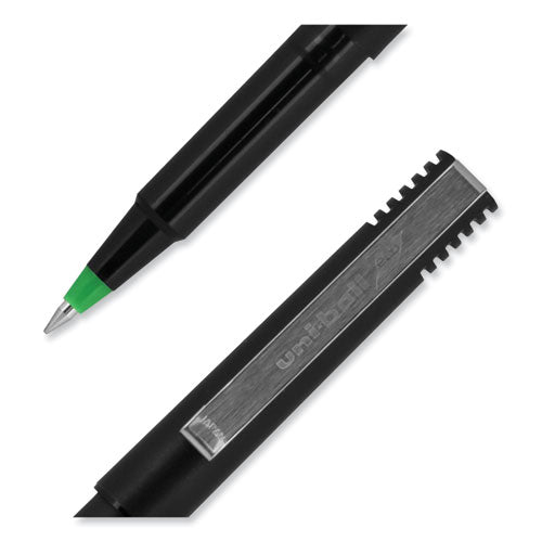 Roller Ball Pen, Stick, Extra-fine 0.5 Mm, Green Ink, Black/green Barrel, Dozen.