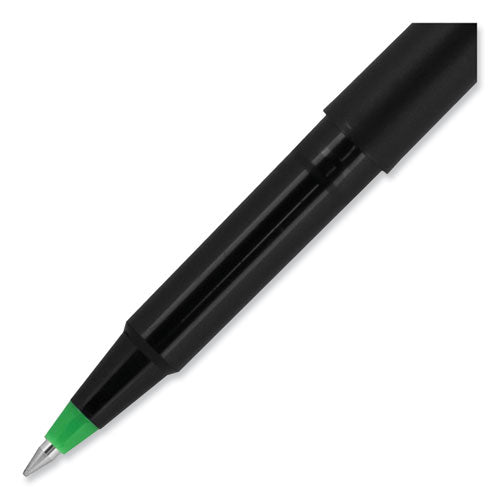 Roller Ball Pen, Stick, Extra-fine 0.5 Mm, Green Ink, Black/green Barrel, Dozen.
