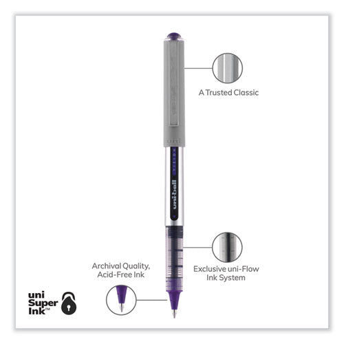 Vision Roller Ball Pen, Stick, Fine 0.7 Mm, Violet Ink, Silver/violet/clear Barrel, Dozen.