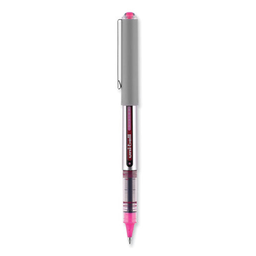 Vision Roller Ball Pen, Stick, Fine 0.7 Mm, Pink Ink, Silver/pink/clear Barrel, Dozen.