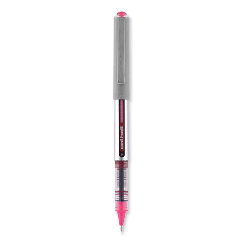 Vision Roller Ball Pen, Stick, Fine 0.7 Mm, Pink Ink, Silver/pink/clear Barrel, Dozen.