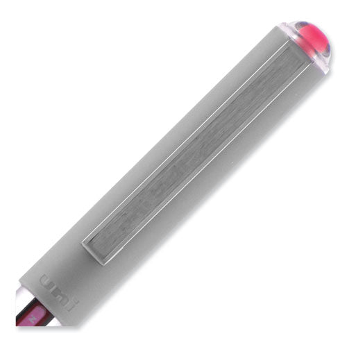 Vision Roller Ball Pen, Stick, Fine 0.7 Mm, Pink Ink, Silver/pink/clear Barrel, Dozen.