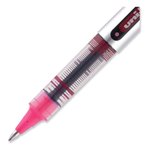 Vision Roller Ball Pen, Stick, Fine 0.7 Mm, Pink Ink, Silver/pink/clear Barrel, Dozen.
