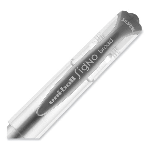 Impact Gel Pen, Stick, Medium 1 Mm, Silver Metallic Ink, Silver Barrel.