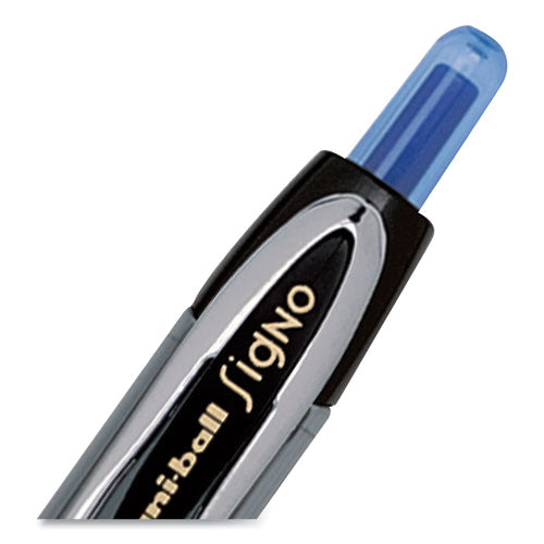 Signo 207 Gel Pen, Retractable, Fine 0.5 Mm, Blue Ink, Smoke/black/blue Barrel, Dozen.