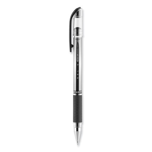 Signo Grip Gel Pen, Stick, Medium 0.7 Mm, Black Ink, Clear/black/silver Barrel, Dozen.