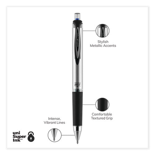 207 Impact Gel Pen, Retractable, Bold 1 Mm, Blue Ink, Black/blue Barrel.