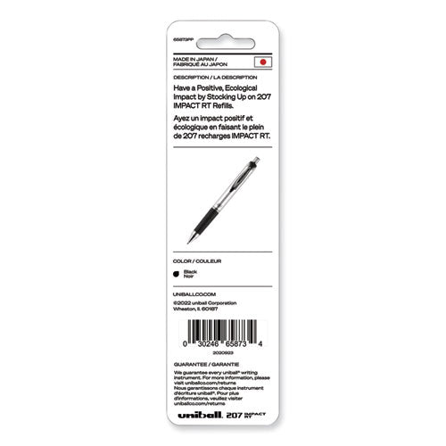 207 Impact Rt Gel Retractable Pen Refills, Bold 1 Mm Conical Tip, Black Ink, 2/pack.