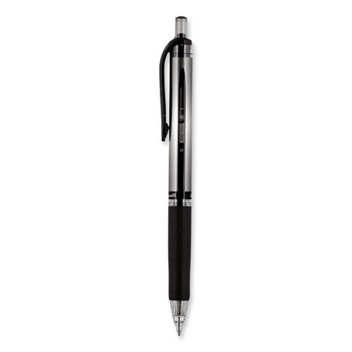 Signo Gel Pen, Retractable,Medium 0.7 Mm, Black Ink, Silver/black Barrel, Dozen