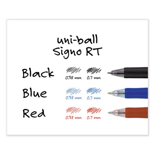 Signo Gel Pen, Retractable,Medium 0.7 Mm, Black Ink, Silver/black Barrel, Dozen