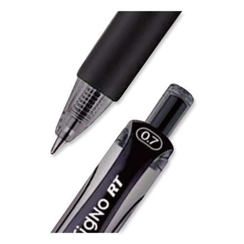 Signo Gel Pen, Retractable,Medium 0.7 Mm, Black Ink, Silver/black Barrel, Dozen
