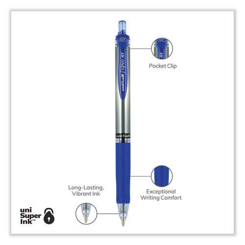 Signo Gel Pen, Retractable, Medium 0.7 Mm, Blue Ink, Silver/blue Barrel, Dozen.