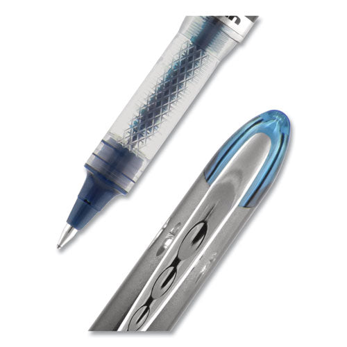 Vision Elite Blx Series Hybrid Gel Pen, Stick,Extra-fine 0.5 Mm, Blue-infused Black Ink, Gray/blue/clear Barrel
