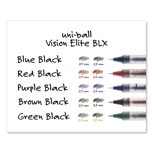 Vision Elite Blx Series Hybrid Gel Pen, Stick,Extra-fine 0.5 Mm, Blue-infused Black Ink, Gray/blue/clear Barrel