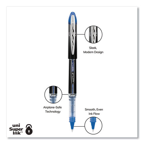 Vision Elite Hybrid Gel Pen, Stick, Extra-fine 0.5 Mm, Blue Ink, Black/blue/clear Barrel.