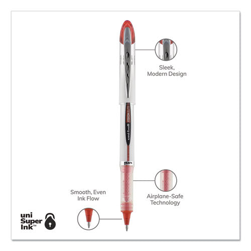 Vision Elite Hybrid Gel Pen, Stick, Bold 0.8 Mm, Red Ink, White/red/clear Barrel.