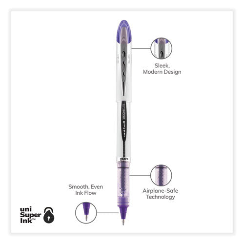 Vision Elite Roller Ball Pen, Stick, Bold 0.8 Mm, Purple Ink, White/purple Barrel