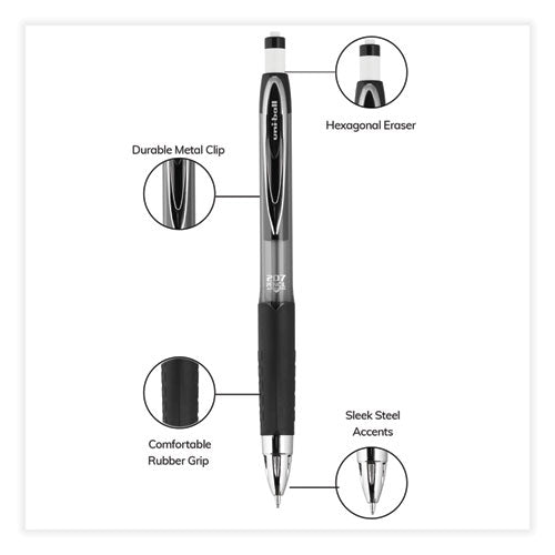 207 Mechanical Pencil, 0.7 Mm, Hb (#2), Black Lead, Black Barrel, Dozen.