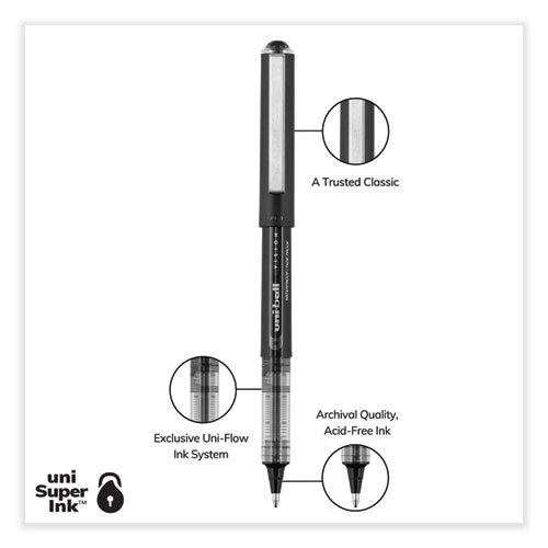 Vision Roller Ball Pen, Stick, Bold 1 Mm, Black Ink, Black Barrel, Dozen