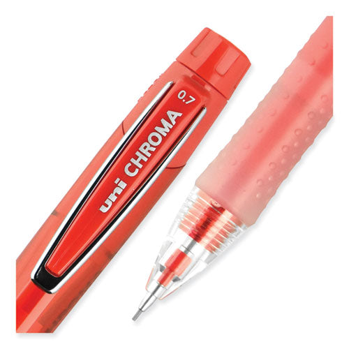 Chroma Mechanical Pencil, 0.7 Mm, Hb (#2), Black Lead, Red Barrel, Dozen.