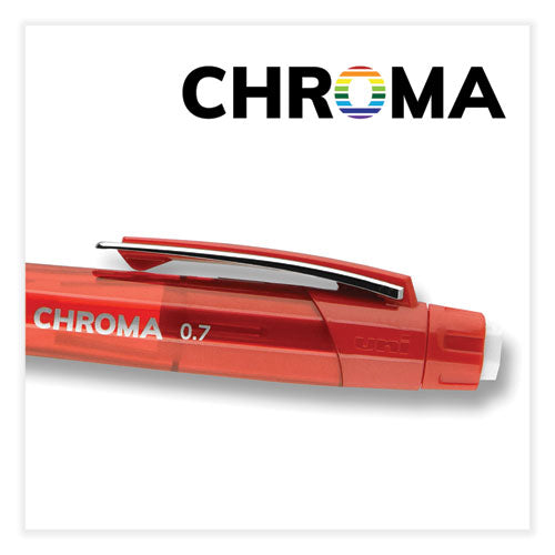 Chroma Mechanical Pencil, 0.7 Mm, Hb (#2), Black Lead, Red Barrel, Dozen.