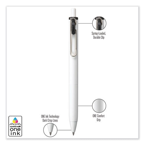 Unione Gel Pen, Retractable, Medium 0.7 Mm, Black Ink, White/black Barrel, Dozen.