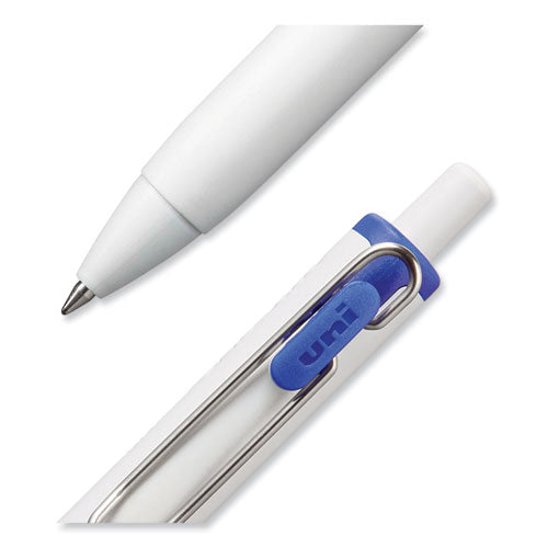 Unione Gel Pen, Retractable, Medium 0.7 Mm, Blue Ink, White/blue Barrel, Dozen.