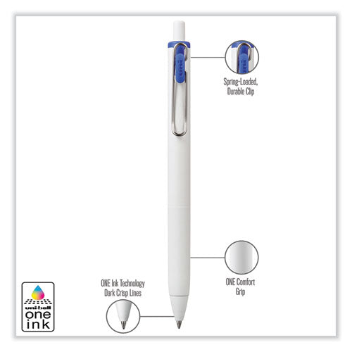 Unione Gel Pen, Retractable, Medium 0.7 Mm, Blue Ink, White/blue Barrel, Dozen.
