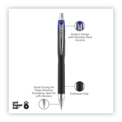 Jetstream Retractable Hybrid Gel Pen, Bold 1 Mm, Blue Ink, Black/silver/blue Barrel.