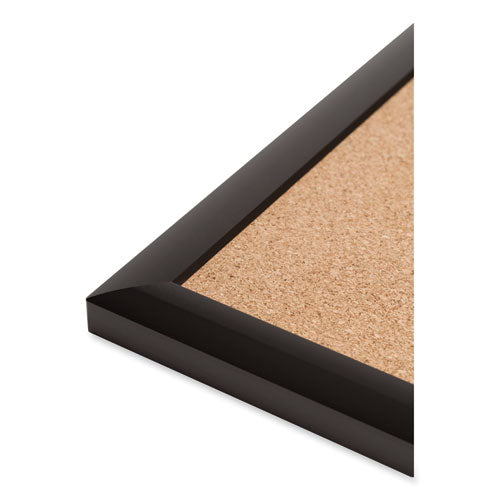 Cork Bulletin Board With Black Aluminum Frame, 47 X 35, Tan Surface.