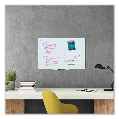 Glass Dry Erase Board, 35 X 23, White Surface.