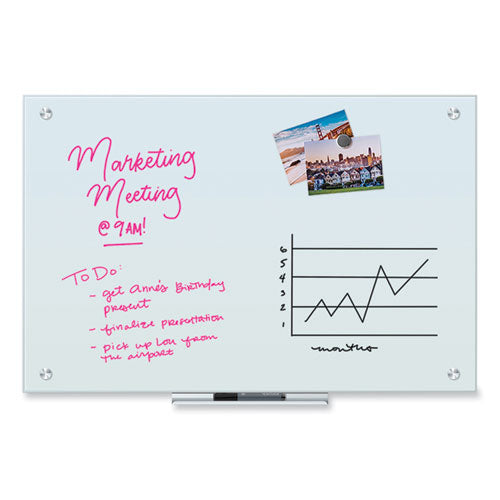 Glass Dry Erase Board, 35 X 23, White Surface.