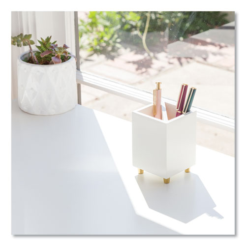 Juliet Pencil Cup, 3"w X 3"d X 4"h, White.