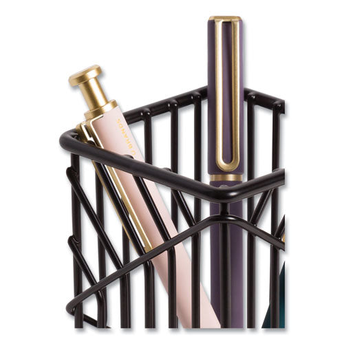 Vena Pencil Cup, 2.76"w X 2.76"d X 4.41"h, Black.