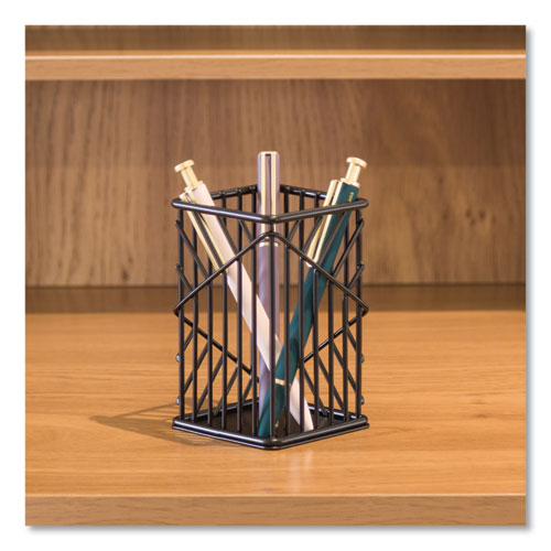 Vena Pencil Cup, 2.76"w X 2.76"d X 4.41"h, Black.