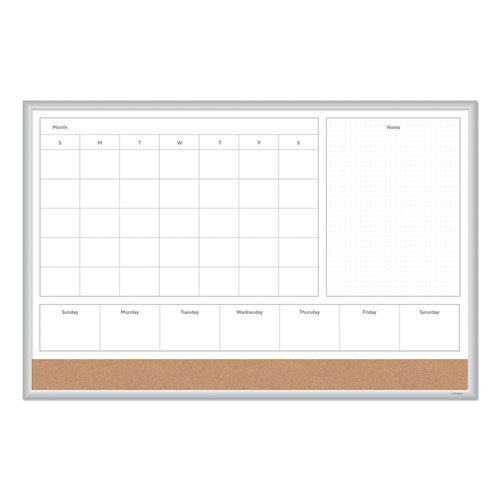 4n1 Magnetic Dry Erase Combo Board, 35 X 23, Tan/white Surface, Silver Aluminum Frame