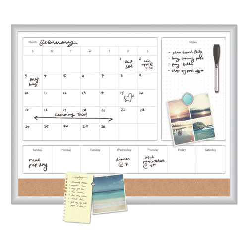 4n1 Magnetic Dry Erase Combo Board, 35 X 23, Tan/white Surface, Silver Aluminum Frame