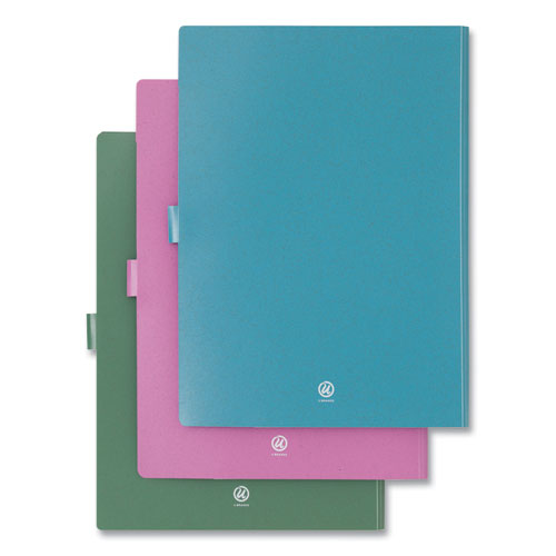 U-eco Six-pocket Expandable Folder, 4.5"  Expansion, 6 Sections, Snap Button Closure, 1/6-cut Tabs, Letter Size, 3/pack