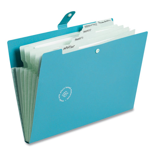 U-eco Six-pocket Expandable Folder, 4.5"  Expansion, 6 Sections, Snap Button Closure, 1/6-cut Tabs, Letter Size, 3/pack