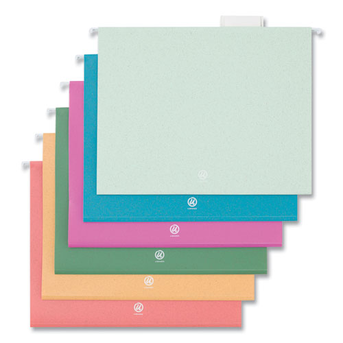 U-eco Hanging File Folders, Letter Size, 1/5-cut Tabs, Assorted, 12/pack.