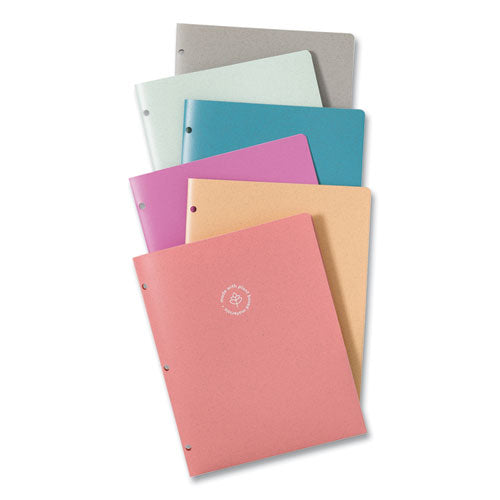 U-eco Poly Two-pocket Folders, Three-hole Punched, Poly/wheat Straw, 11 X 8.5, Assorted,12/pack.
