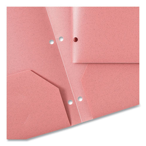 U-eco Poly Two-pocket Folders, Three-hole Punched, Poly/wheat Straw, 11 X 8.5, Assorted,12/pack.