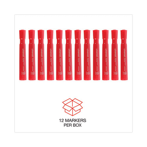 Chisel Tip Permanent Marker, Broad Chisel Tip, Red, Dozen.