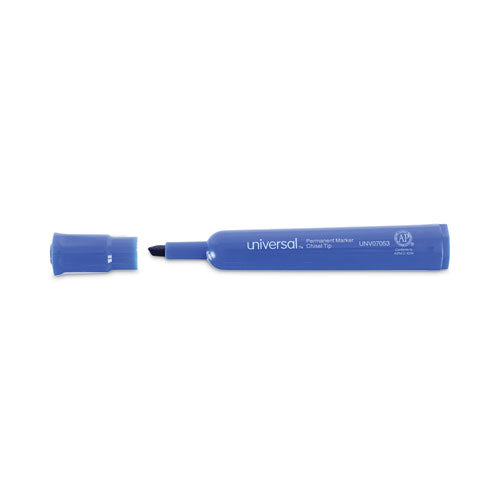 Chisel Tip Permanent Marker, Broad Chisel Tip, Blue, Dozen.