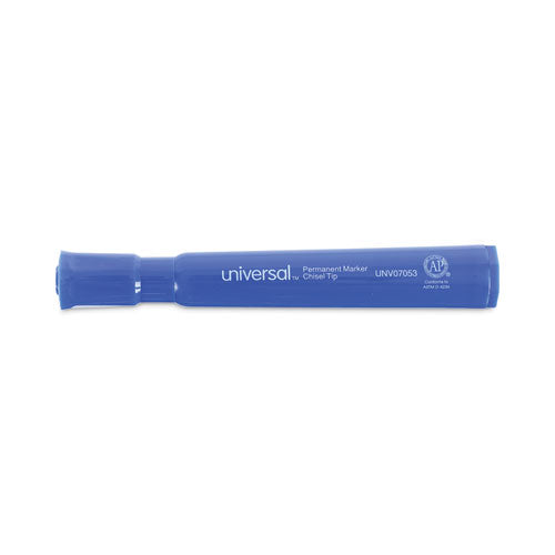 Chisel Tip Permanent Marker, Broad Chisel Tip, Blue, Dozen.